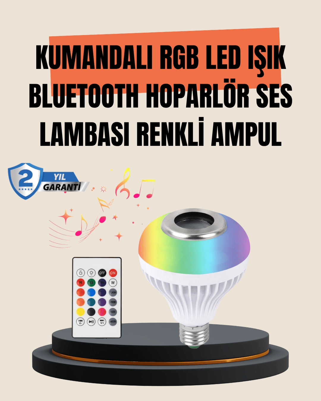 12W LED Ampul – Renkli Işık ve Dahili Hoparlör Özellikli