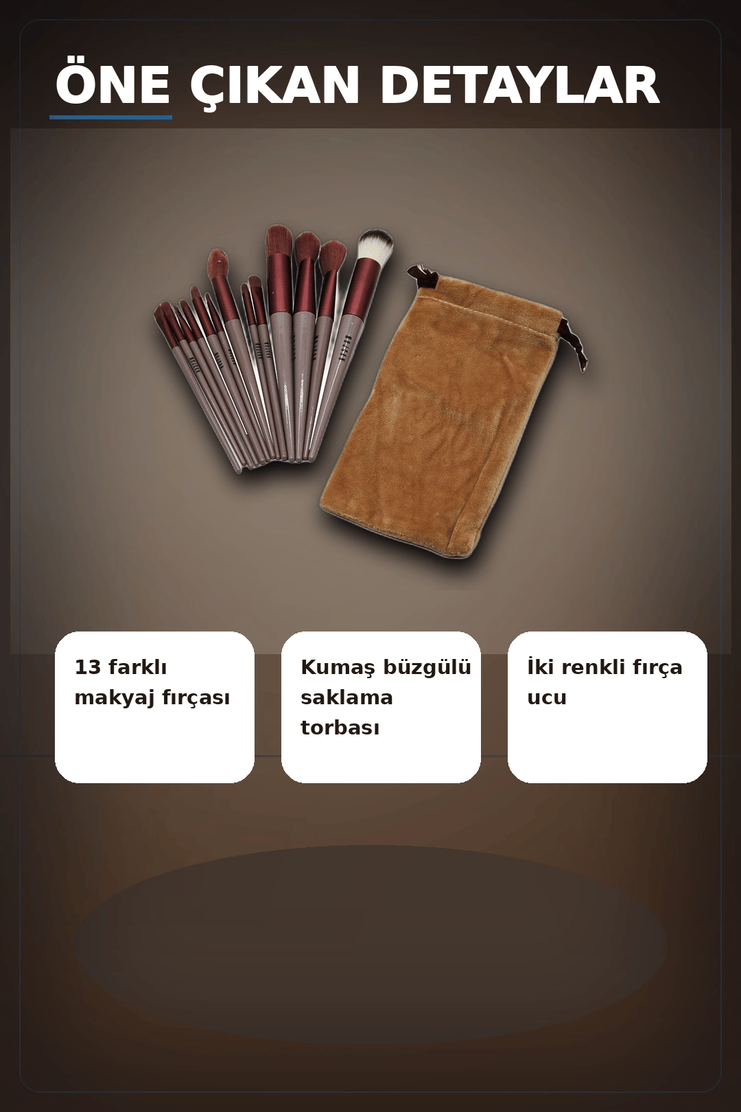13 Parça Eflatun Kadife Torbalı Makyaj Fırça Seti Bx40 Seyahat Çantası Hediyelik BX-313446