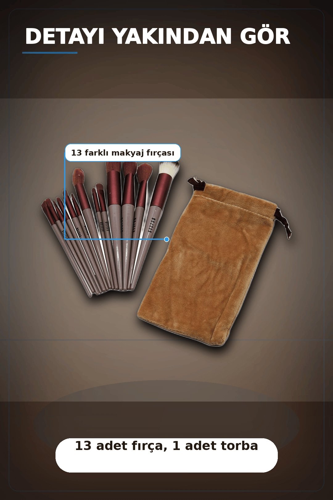 13 Parça Eflatun Kadife Torbalı Makyaj Fırça Seti Bx40 Seyahat Çantası Hediyelik BX-313446