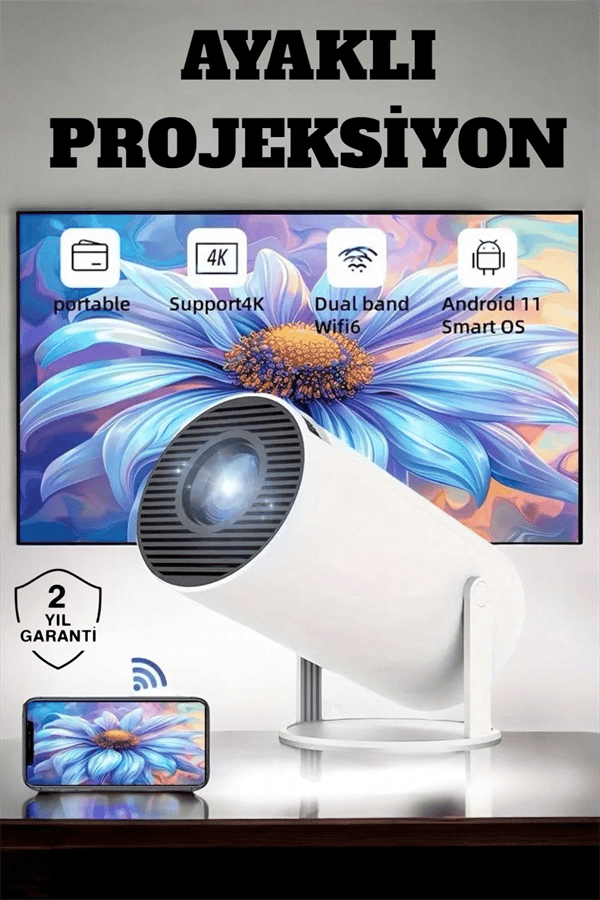 130 İnç Geniş Ekran ve 4K Destekli Full HD Projeksiyon Cihazı