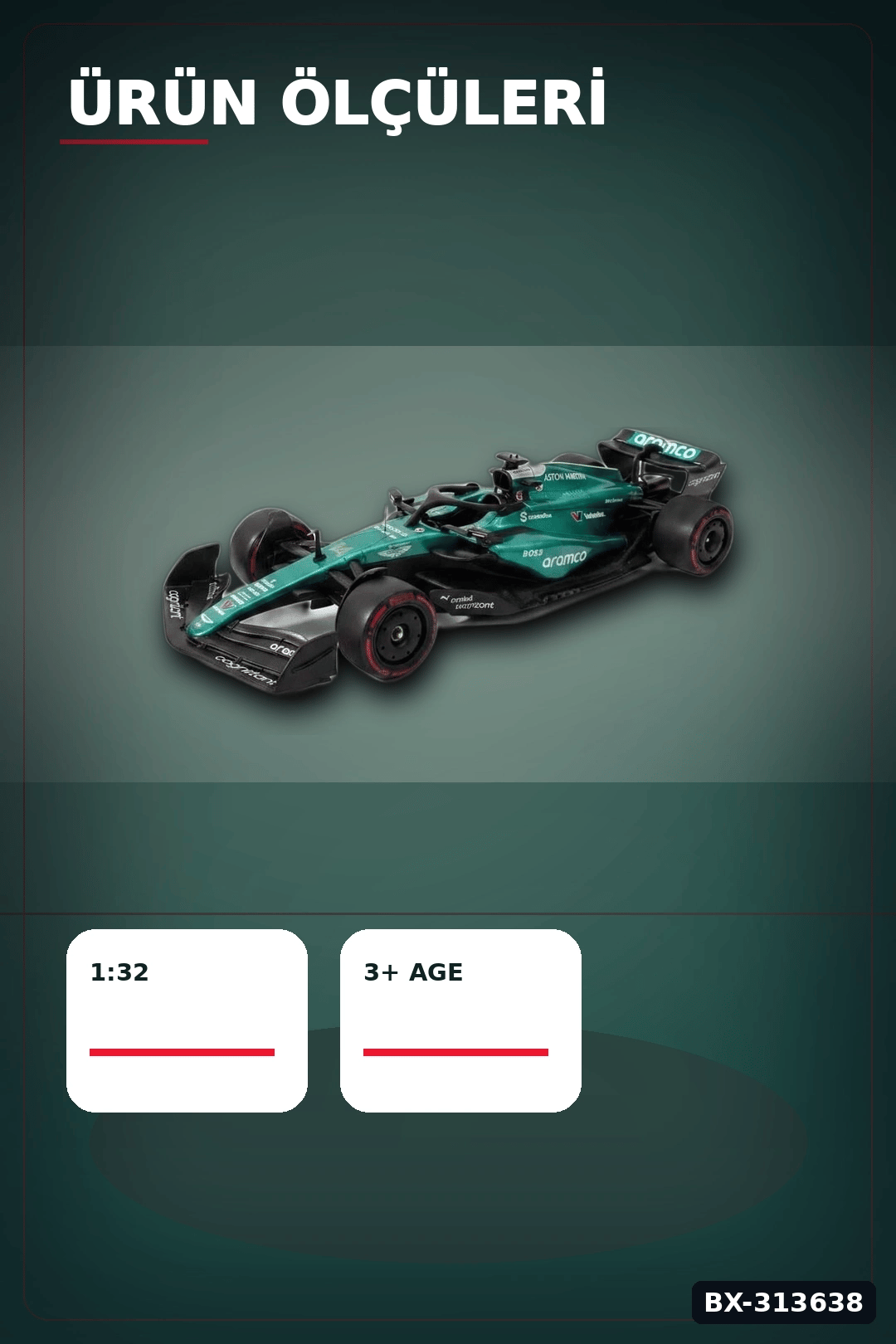1:32 Aston Martin F1 Metal Diecast Model Araba - Çek Bırak Oyuncak, Koleksiyon BX-313638
