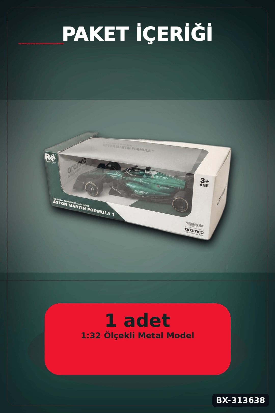 1:32 Aston Martin F1 Metal Diecast Model Araba - Çek Bırak Oyuncak, Koleksiyon BX-313638