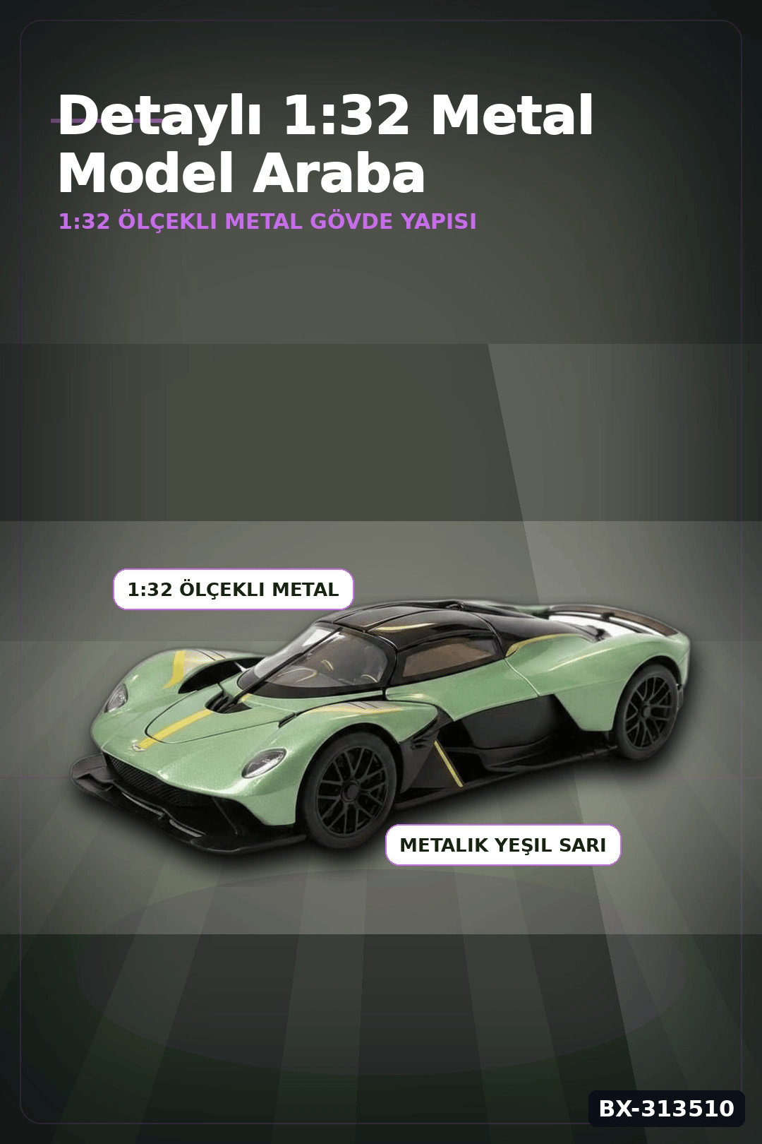1:32 Aston Martin Valkyrie Çek Bırak Metal Model Araba - Diecast Oyuncak BX-313510
