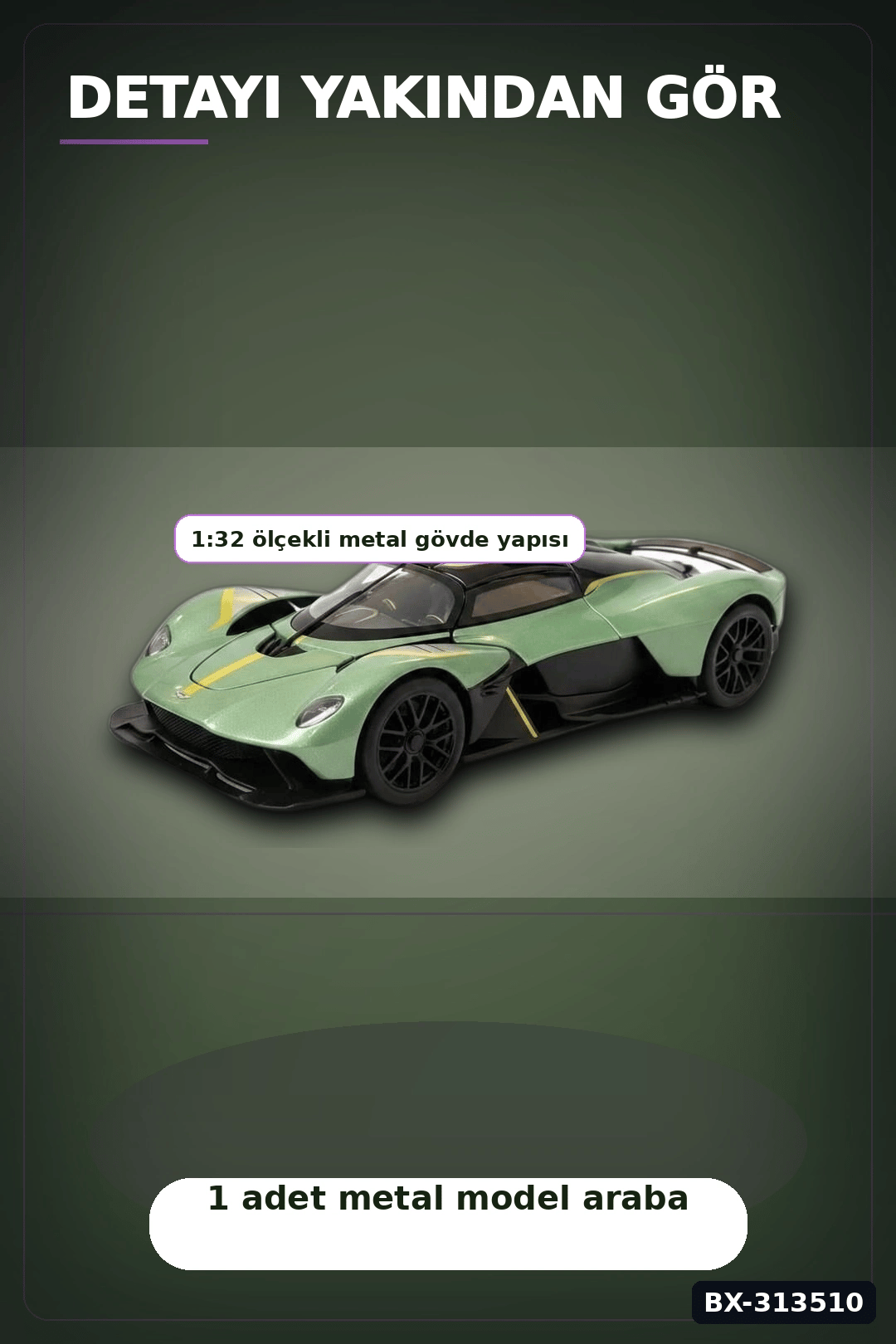 1:32 Aston Martin Valkyrie Çek Bırak Metal Model Araba - Diecast Oyuncak BX-313510