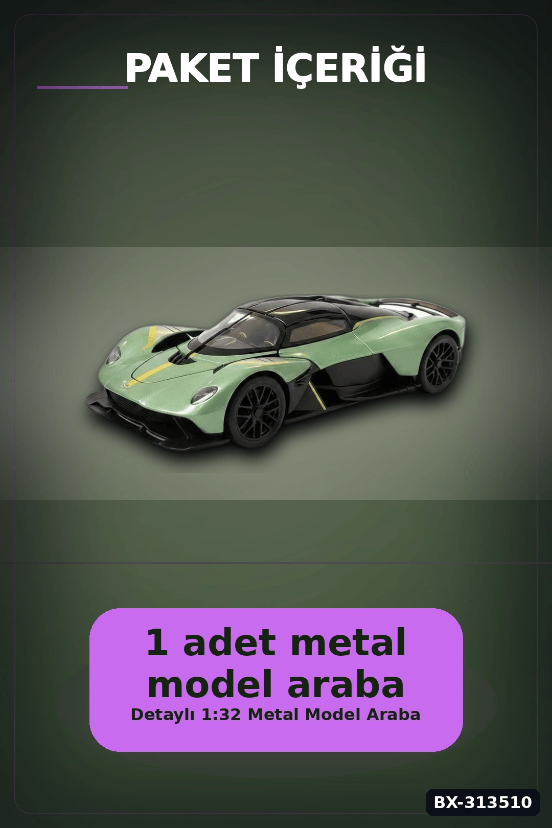1:32 Aston Martin Valkyrie Çek Bırak Metal Model Araba - Diecast Oyuncak BX-313510