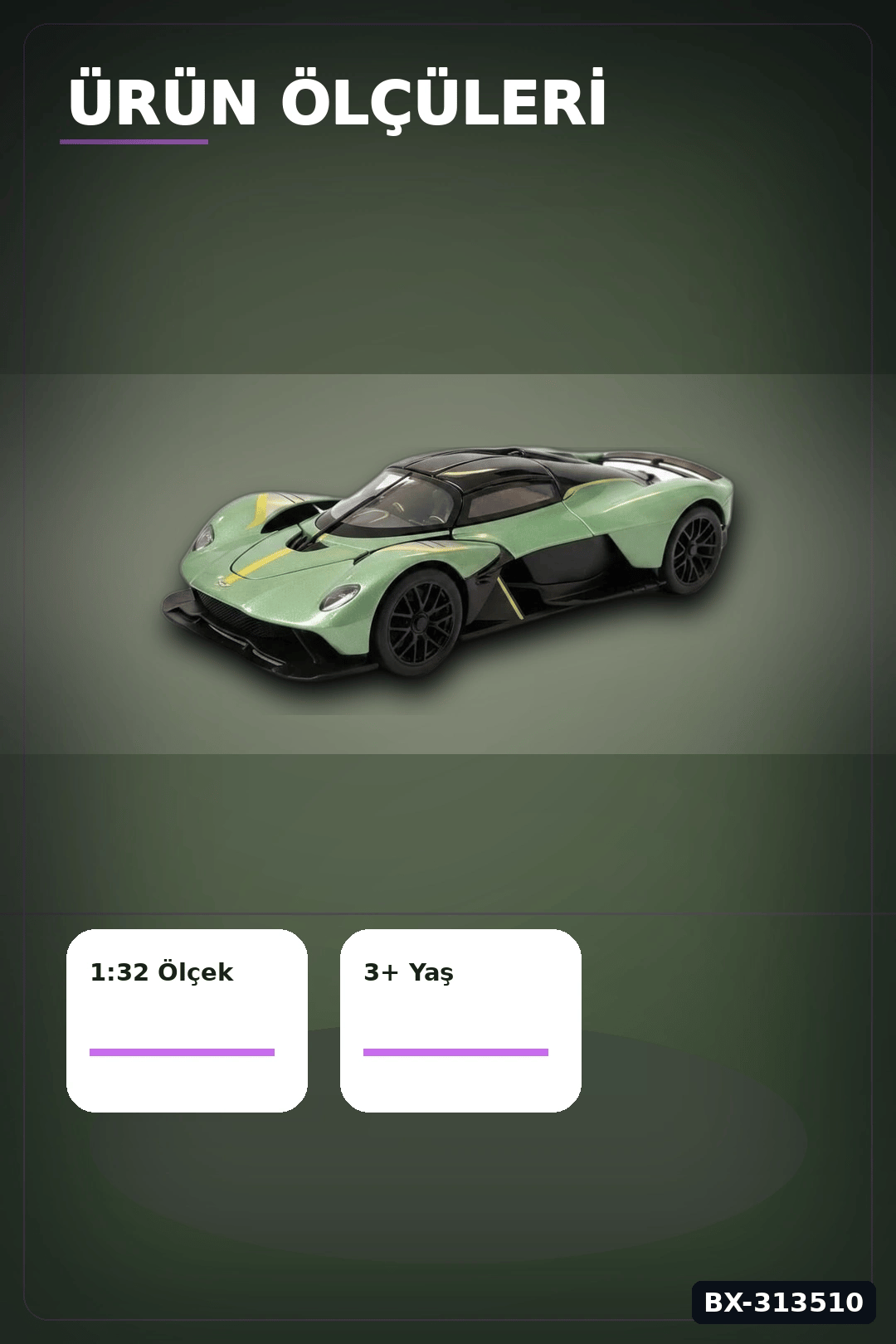 1:32 Aston Martin Valkyrie Çek Bırak Metal Model Araba - Diecast Oyuncak BX-313510