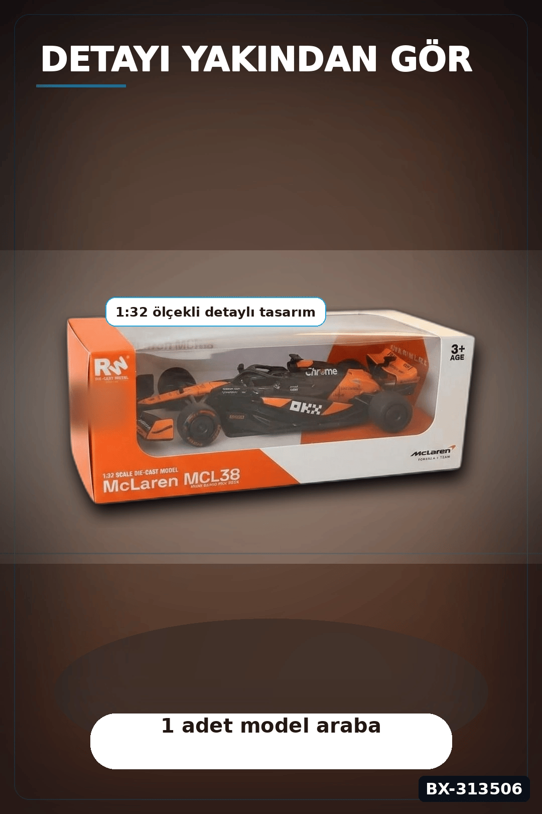 1:32 Lisanslı McLaren F1 Metal Model Araba - Çek Bırak Oyuncak, Hediye BX-313506