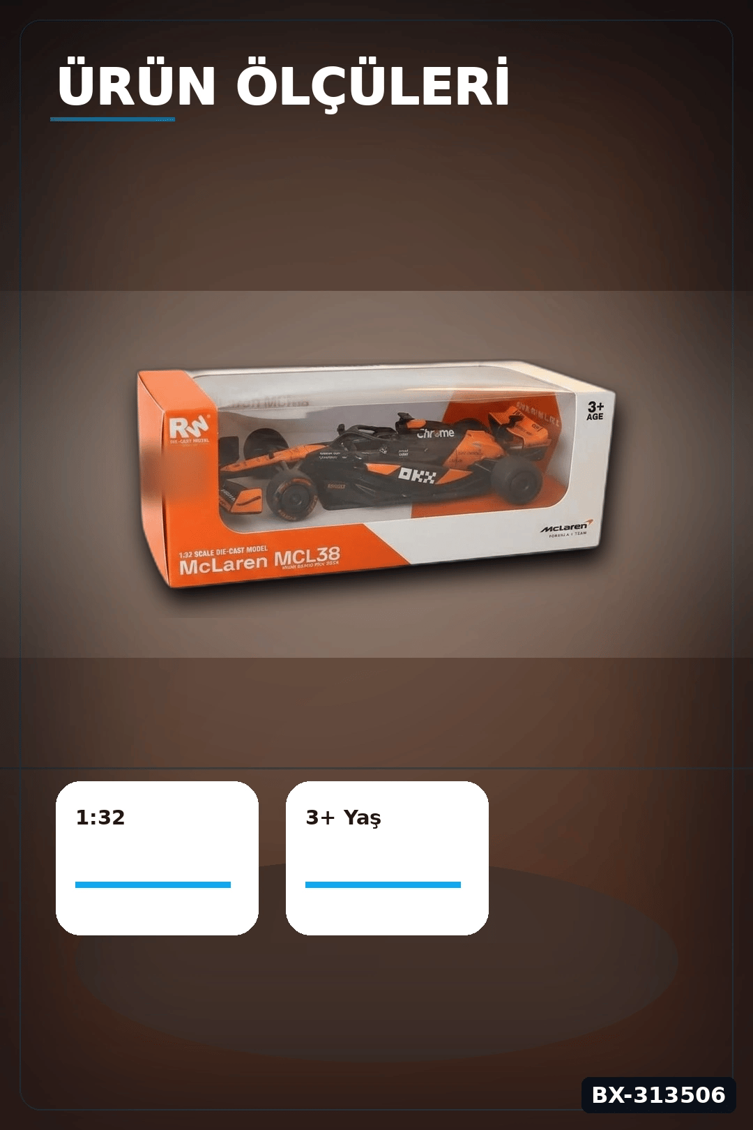 1:32 Lisanslı McLaren F1 Metal Model Araba - Çek Bırak Oyuncak, Hediye BX-313506