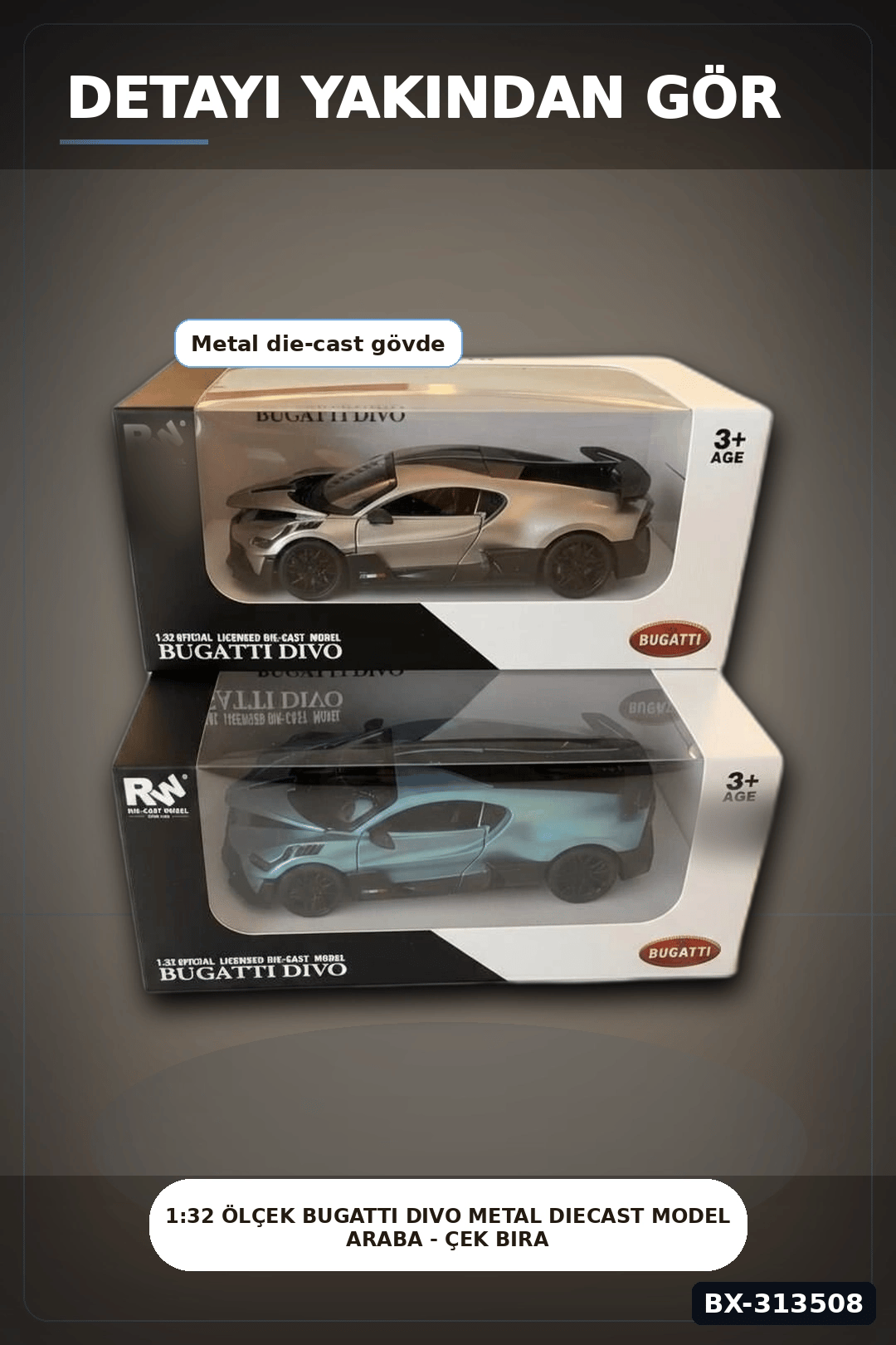 1:32 Ölçek Bugatti Divo Metal Diecast Model Araba - Çek Bırak Özellikli, Lisanslı BX-313508
