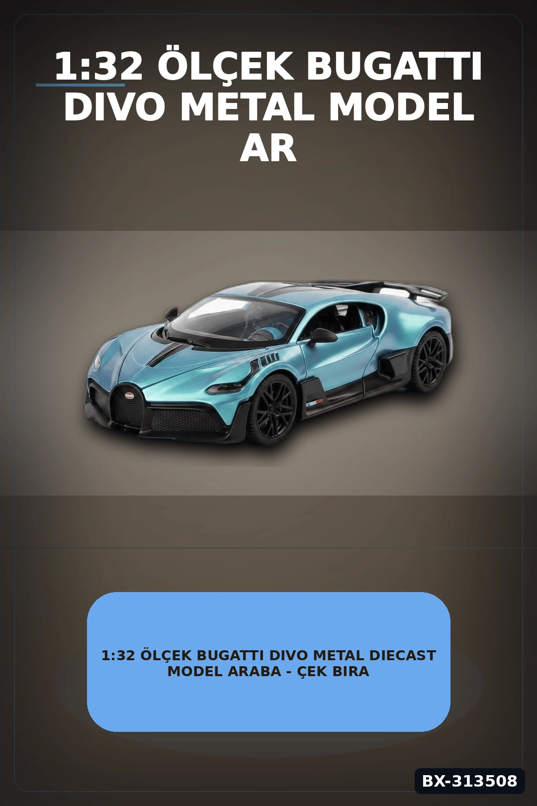 1:32 Ölçek Bugatti Divo Metal Diecast Model Araba - Çek Bırak Özellikli, Lisanslı BX-313508
