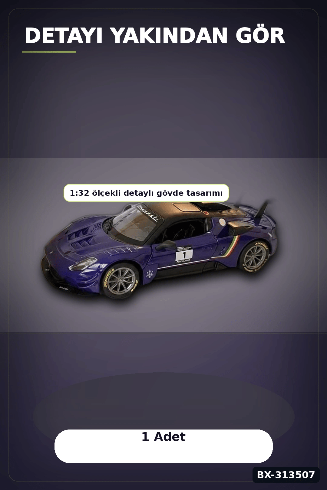 1:32 Ölçekli Maserati GT2 Çek Bırak Araba - Lisanslı Model, 1 Adet Oyuncak Araba BX-313507