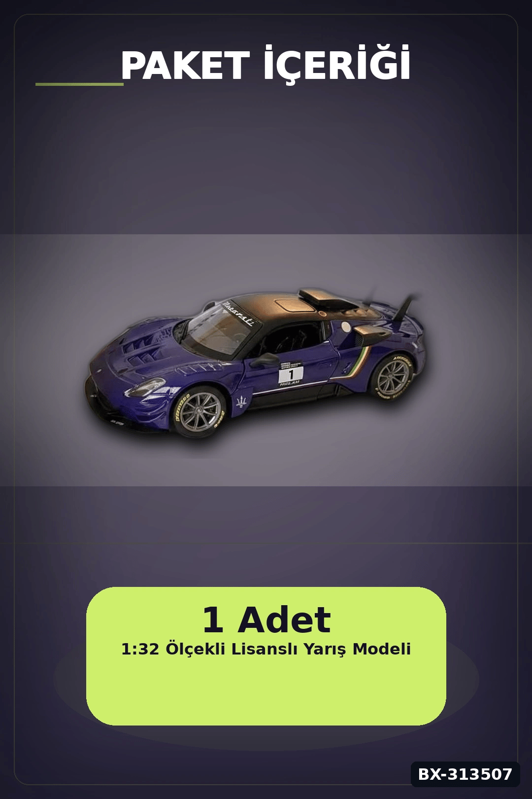 1:32 Ölçekli Maserati GT2 Çek Bırak Araba - Lisanslı Model, 1 Adet Oyuncak Araba BX-313507