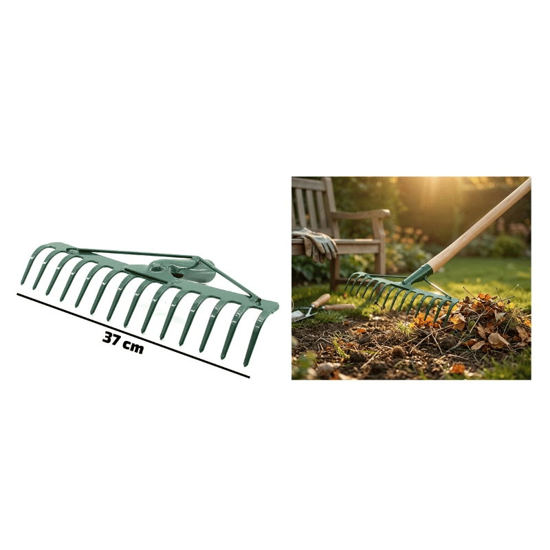 14 Dişli Metal Bahçe Tırmığı - 37 cm Genişlik - Dayanıklı Yapı