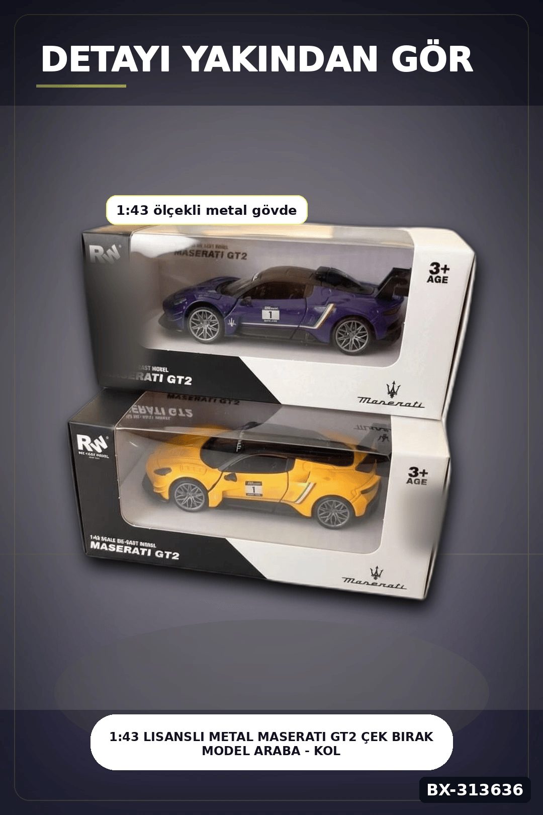 1:43 Lisanslı Metal Maserati GT2 Çek Bırak Model Araba - Koleksiyonluk Oyuncak BX-313636
