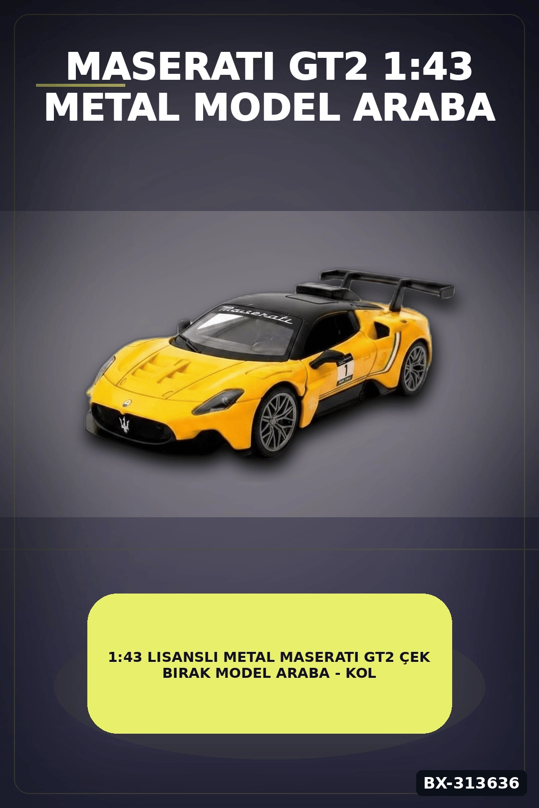 1:43 Lisanslı Metal Maserati GT2 Çek Bırak Model Araba - Koleksiyonluk Oyuncak BX-313636
