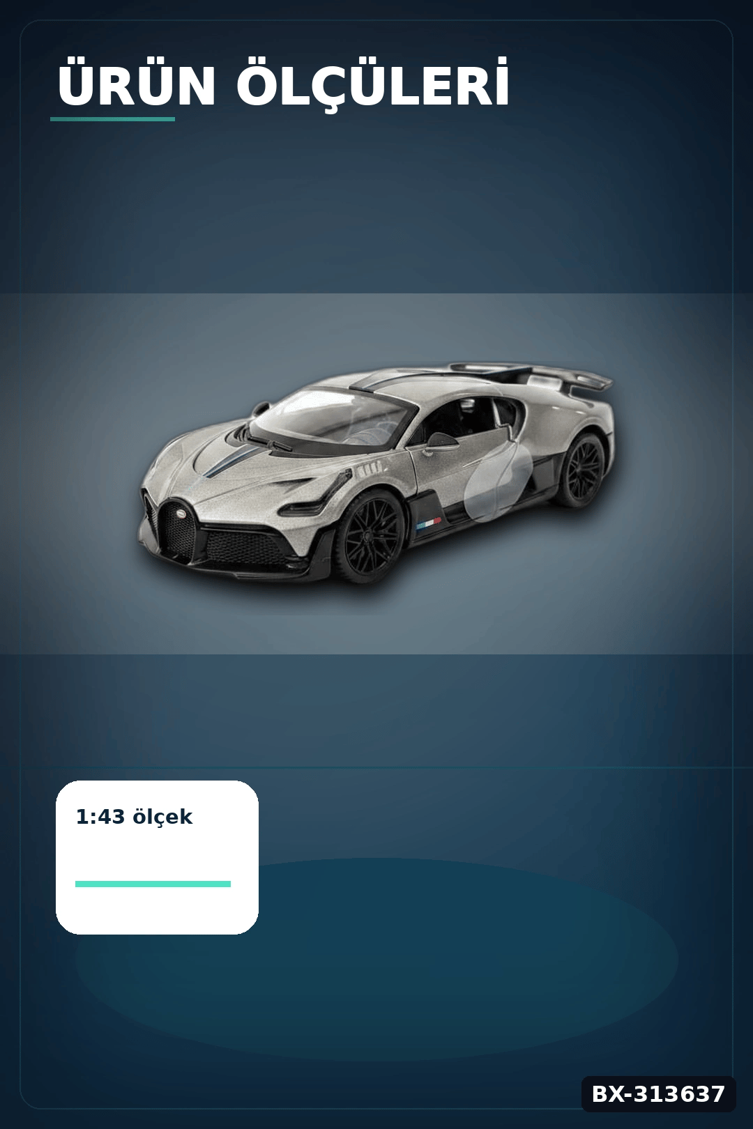 1:43 Ölçekli Bugatti Divo Lisanslı Metal Model Araba - Çek Bırak Oyuncak BX-313637