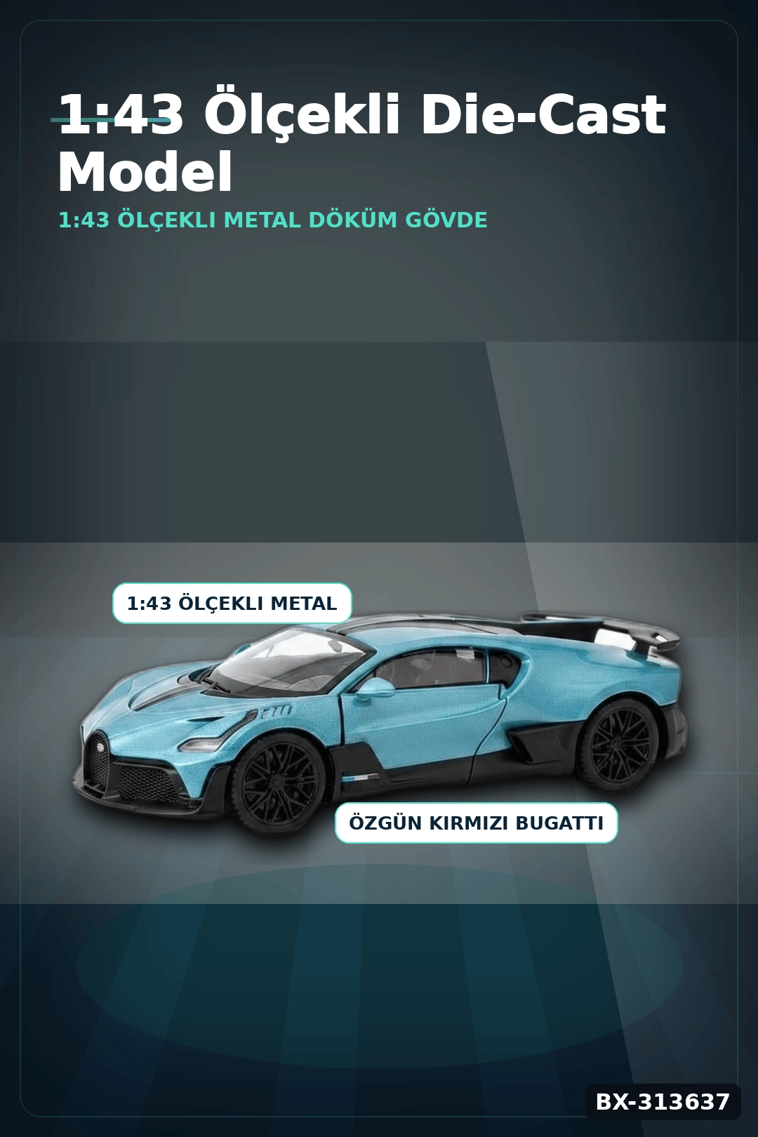 1:43 Ölçekli Bugatti Divo Lisanslı Metal Model Araba - Çek Bırak Oyuncak BX-313637