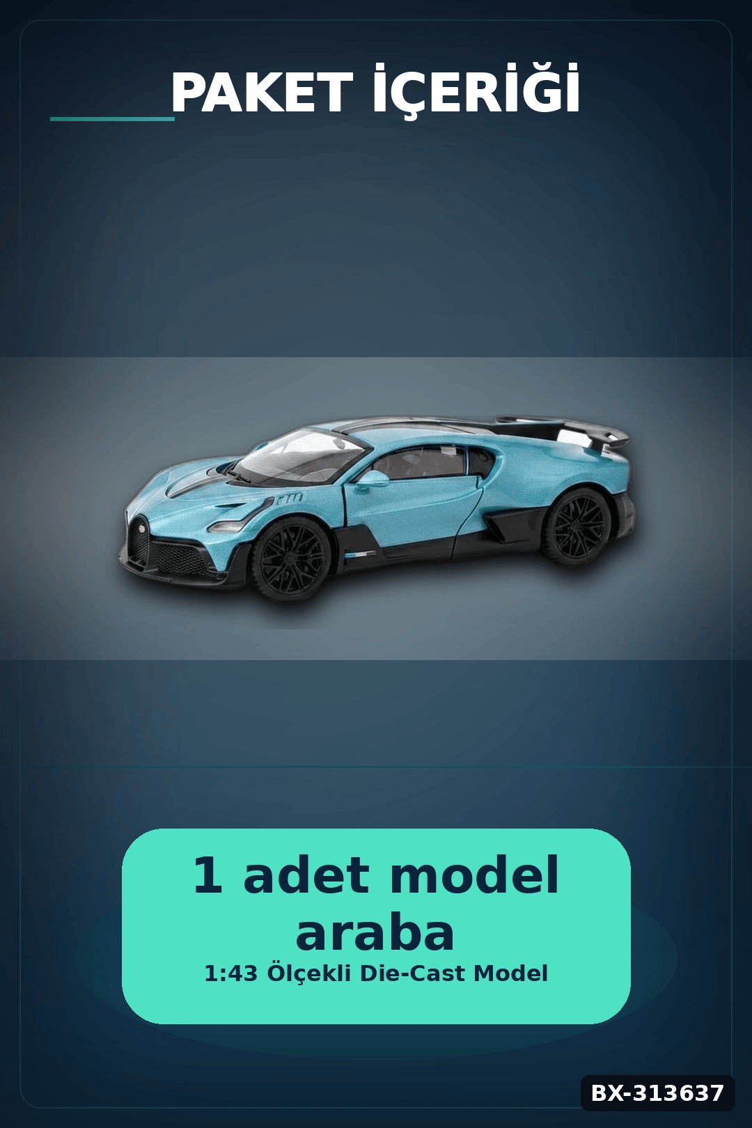 1:43 Ölçekli Bugatti Divo Lisanslı Metal Model Araba - Çek Bırak Oyuncak BX-313637