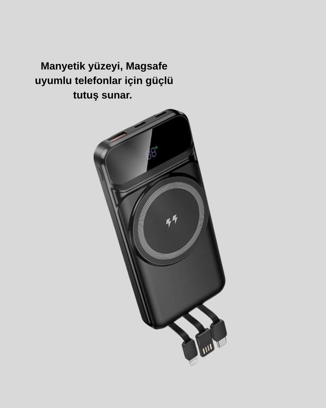 15W Kablosuz Hızlı Şarjlı 10000 mAh Powerbank – Taşınabilir, LED Göstergeli
