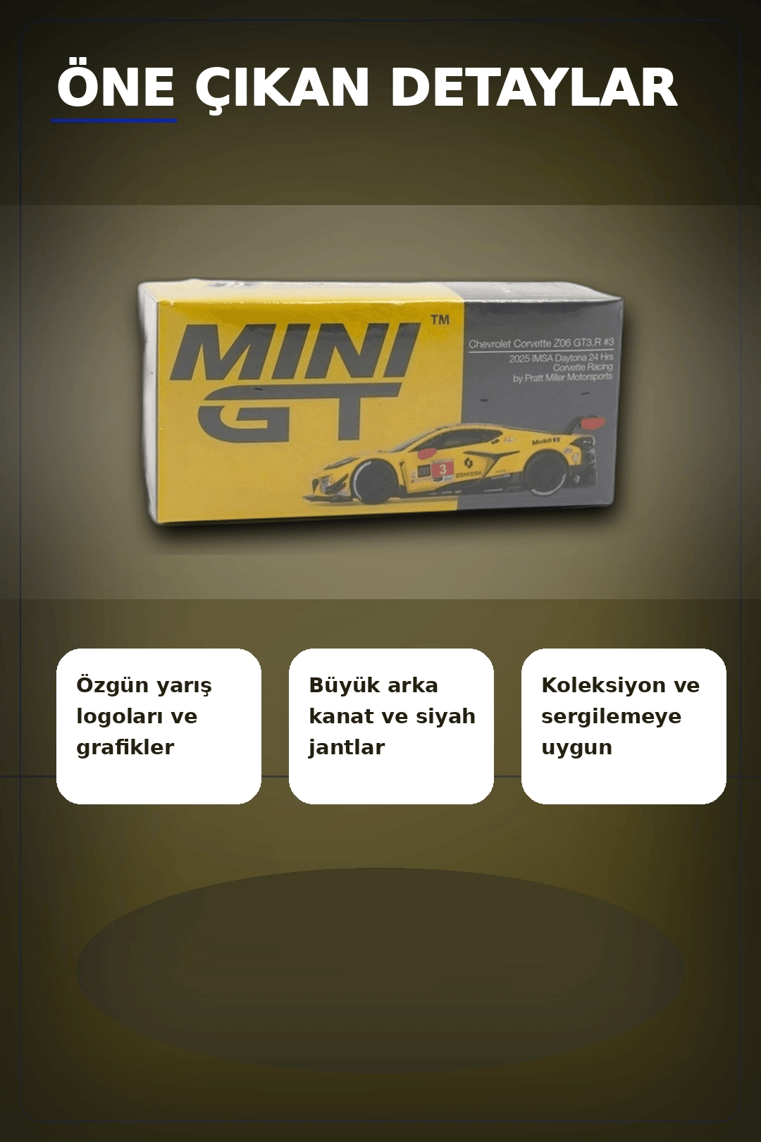 1/64 Chevrolet Corvette Z06 GT3 Yarış Arabası - 2025 IMSA Daytona Modeli BX-313376