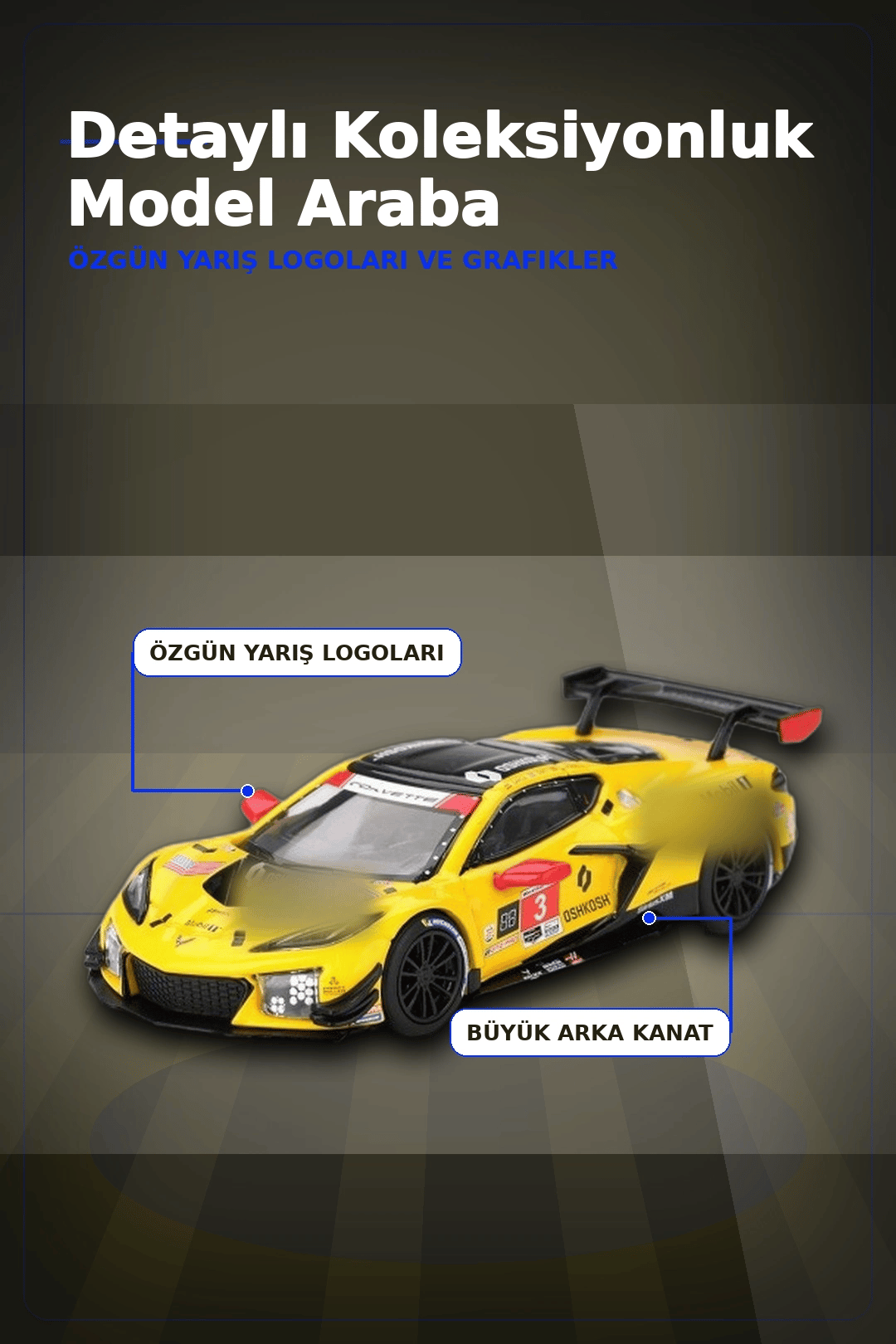 1/64 Chevrolet Corvette Z06 GT3 Yarış Arabası - 2025 IMSA Daytona Modeli BX-313376