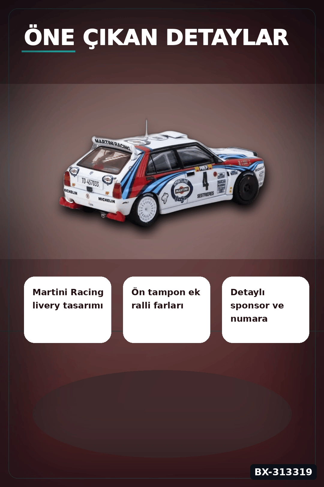1/64 Diecast Lancia Delta Integrale 1992 Monte Carlo Birincisi Auriol Model Araba BX-313319