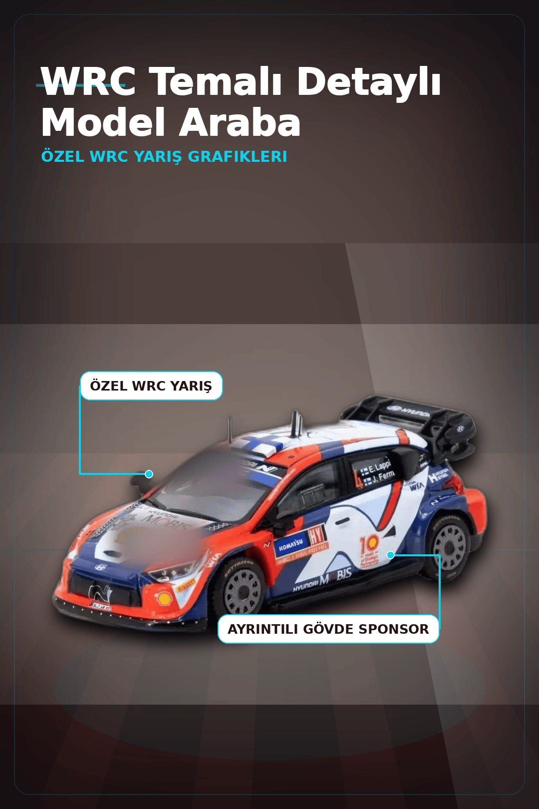 1/64 Hyundai I20 N Rally1 Hibrit 2024 Isvec Birincisi Model Araba, Koleksiyon Hediyesi BX-313347