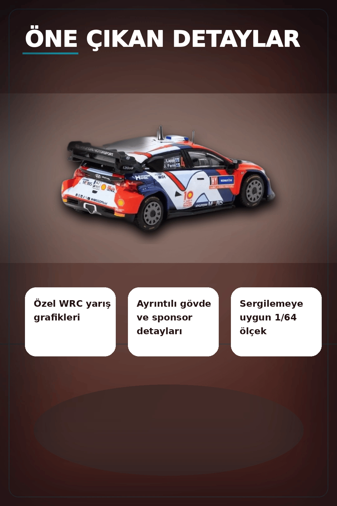 1/64 Hyundai I20 N Rally1 Hibrit 2024 Isvec Birincisi Model Araba, Koleksiyon Hediyesi BX-313347