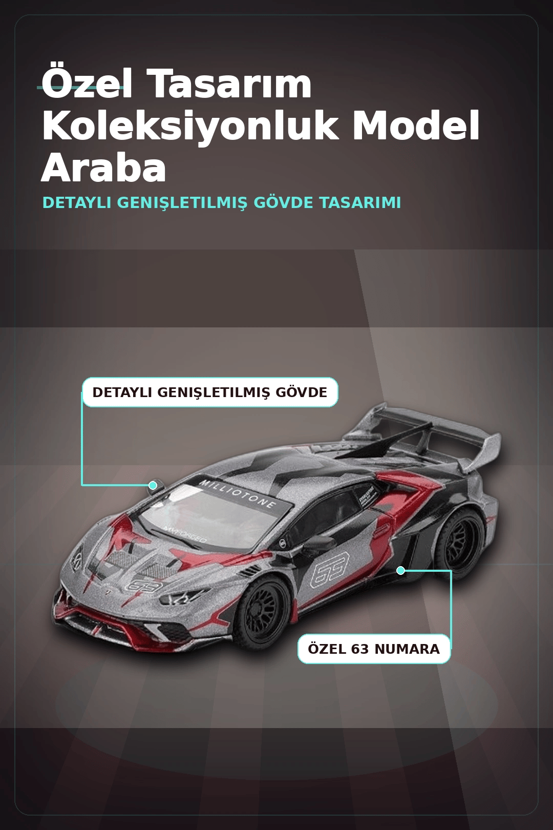 1/64 Metal Diecast LB Works Lamborghini Huracan GT Ronin - Tekli Koleksiyonluk Model Araba BX-313399