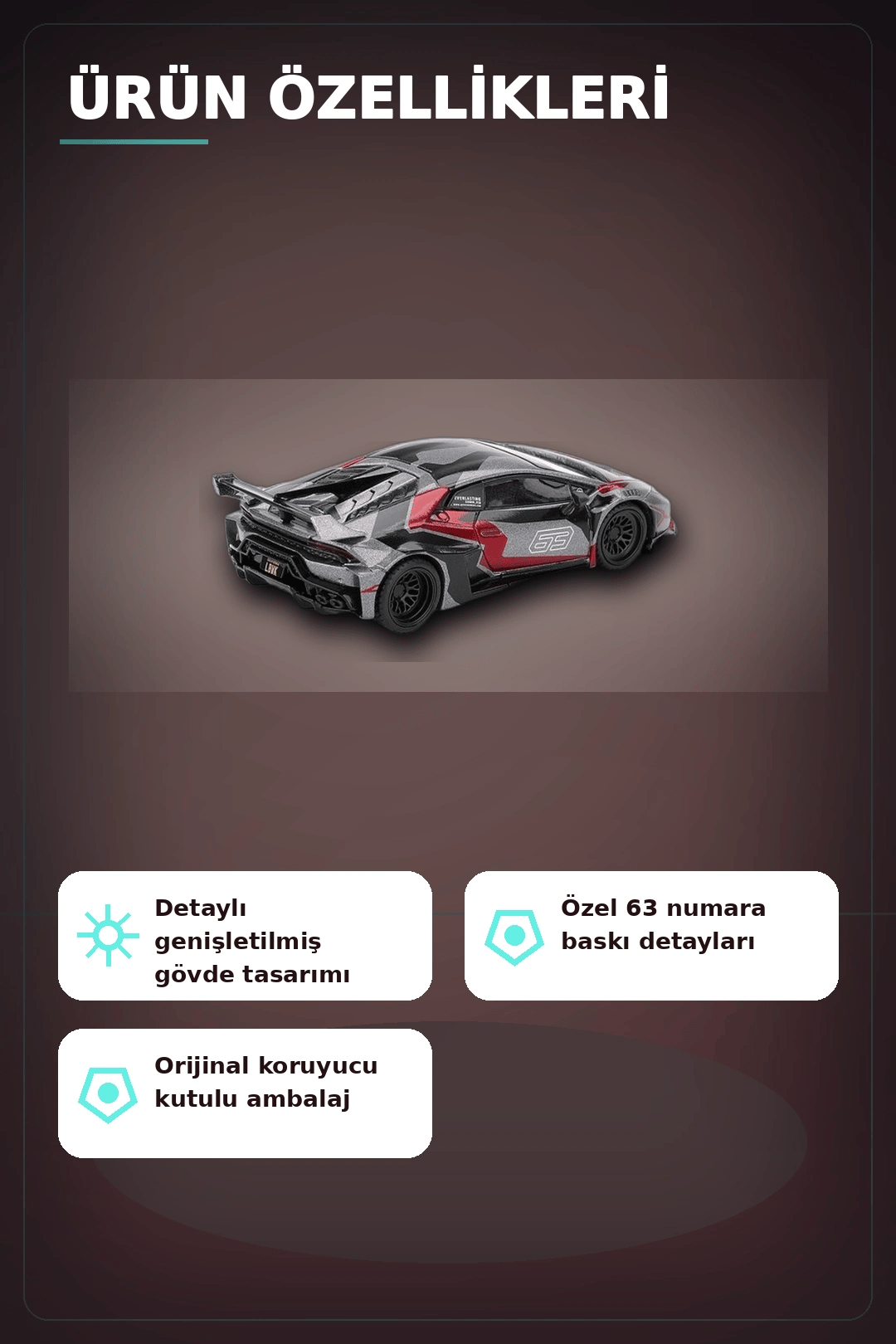 1/64 Metal Diecast LB Works Lamborghini Huracan GT Ronin - Tekli Koleksiyonluk Model Araba BX-313399