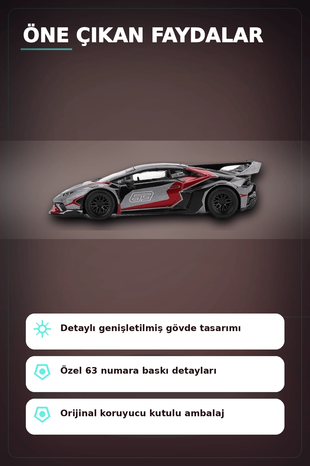 1/64 Metal Diecast LB Works Lamborghini Huracan GT Ronin - Tekli Koleksiyonluk Model Araba BX-313399
