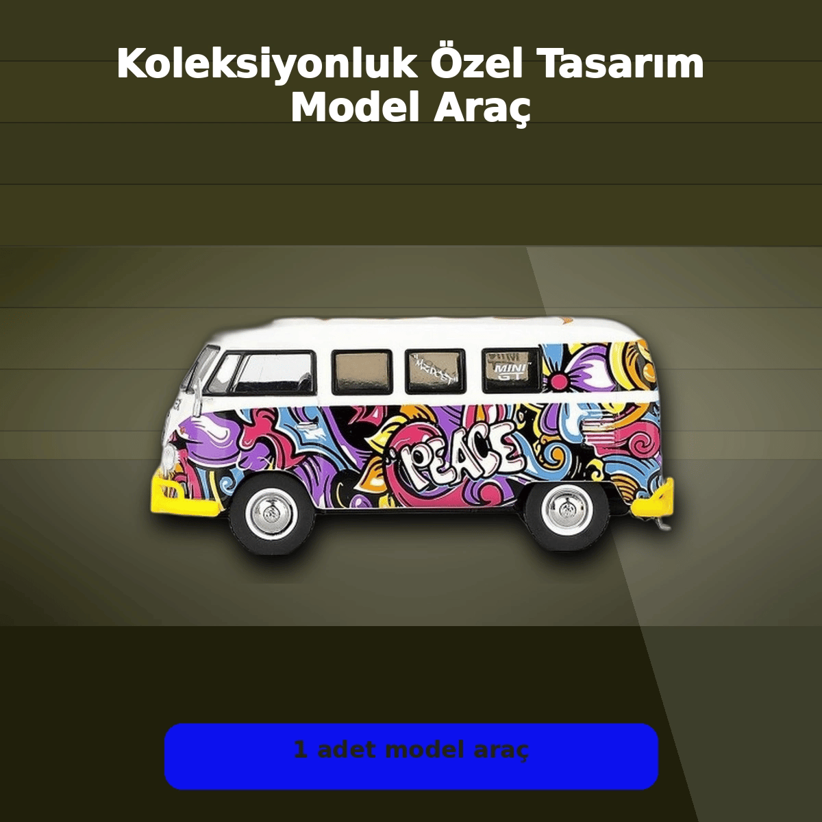 1/64 Ölçekli Volkswagen T1 Minibüs Diecast Model Araba - Koleksiyonluk Mizu Design