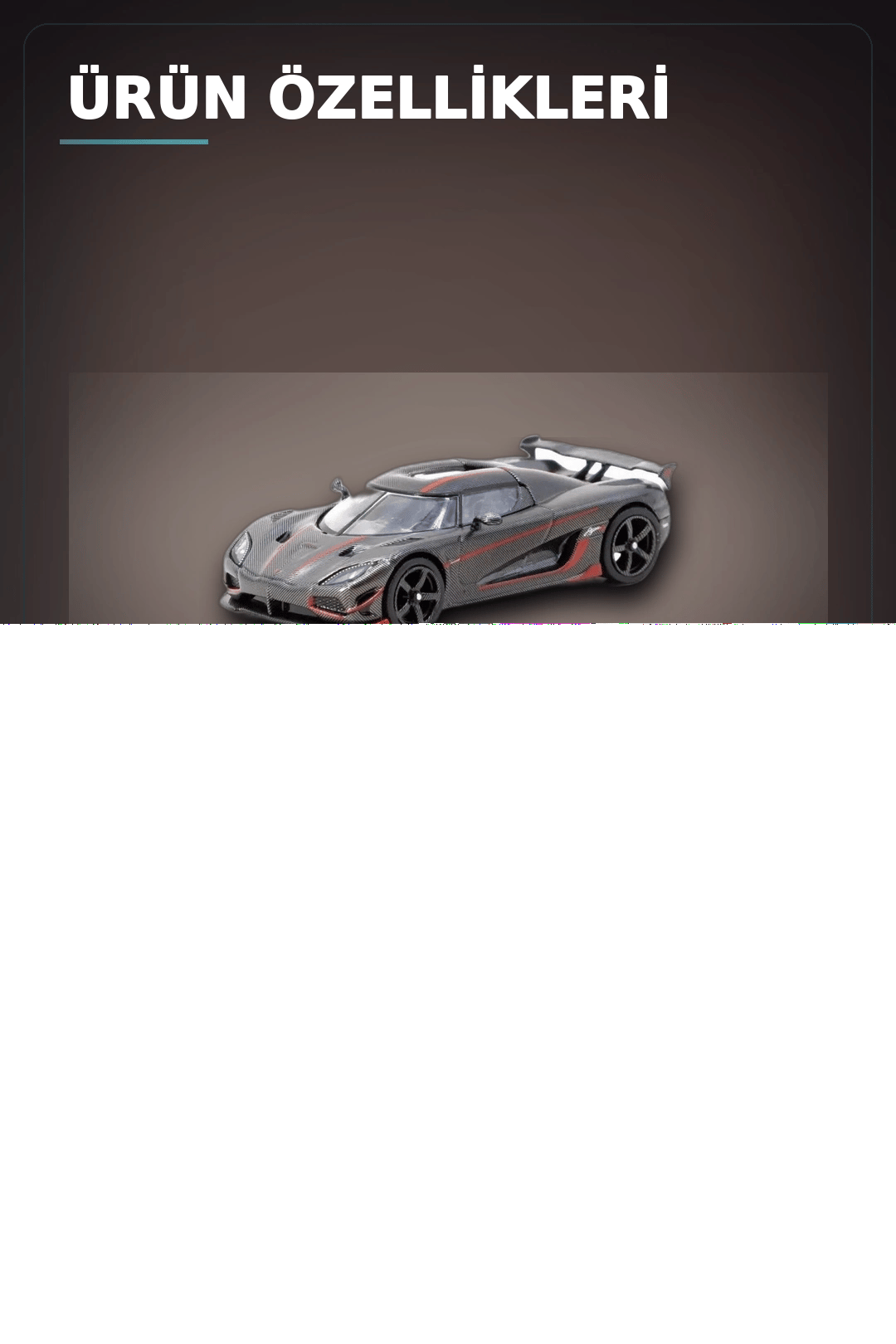 1/64 Siyah Karbon Fiber Kırmızı Detaylı Koenigsegg Agera RS Diecast Model Araba BX-313337