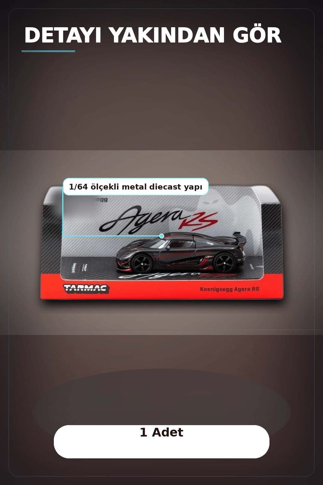 1/64 Siyah Karbon Fiber Kırmızı Detaylı Koenigsegg Agera RS Diecast Model Araba BX-313337