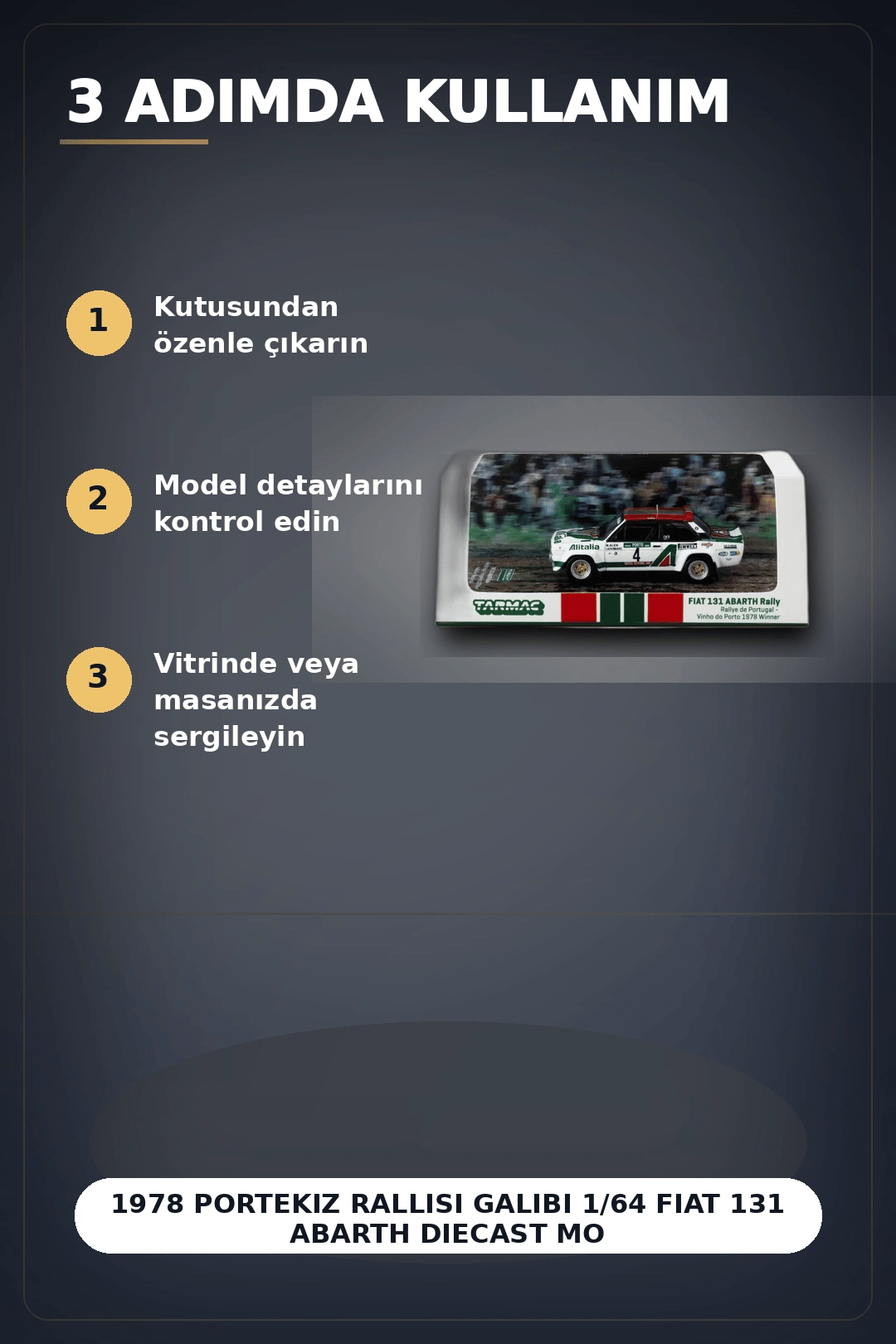 1978 Portekiz Rallisi Galibi 1/64 Fiat 131 Abarth Diecast Model Araba Koleksiyonluk BX-313350