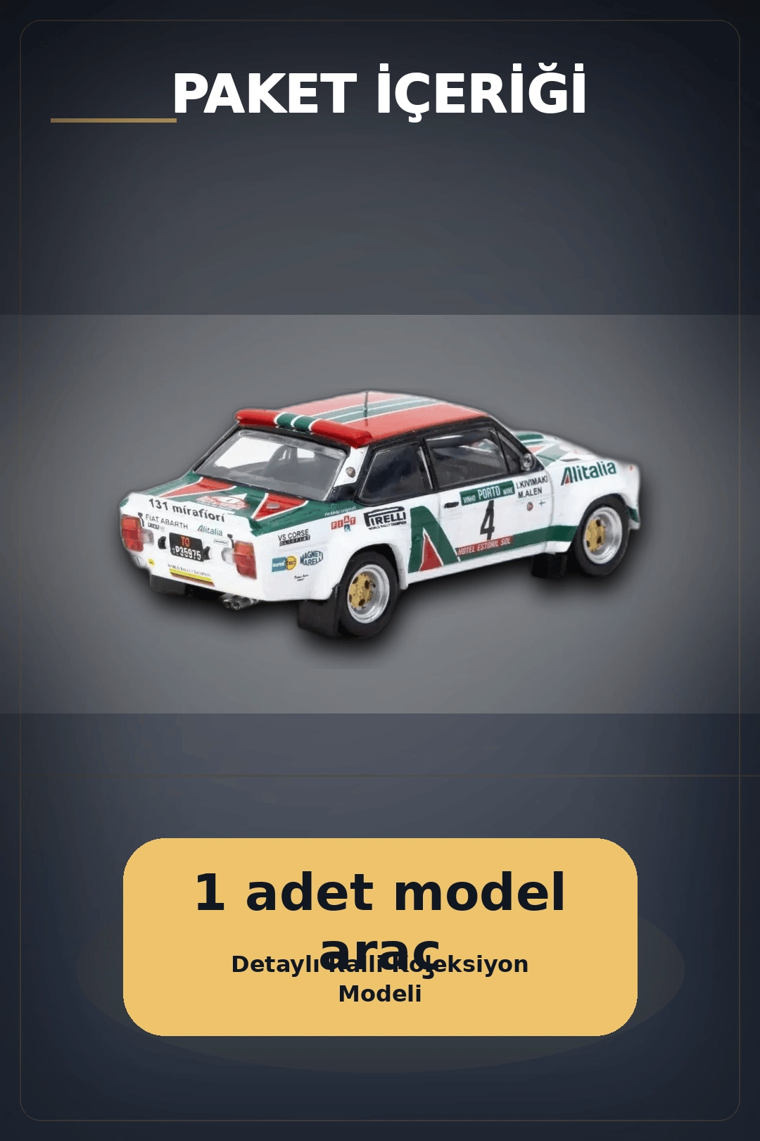 1978 Portekiz Rallisi Galibi 1/64 Fiat 131 Abarth Diecast Model Araba Koleksiyonluk BX-313350