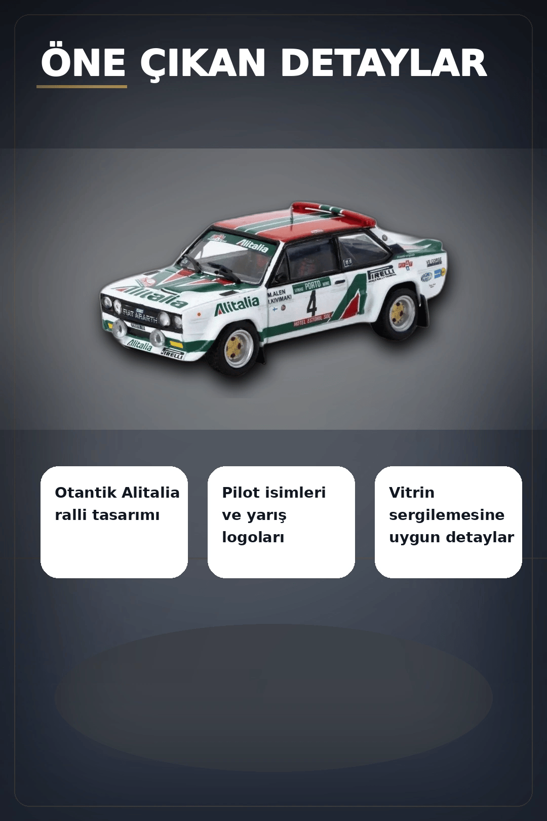 1978 Portekiz Rallisi Galibi 1/64 Fiat 131 Abarth Diecast Model Araba Koleksiyonluk BX-313350