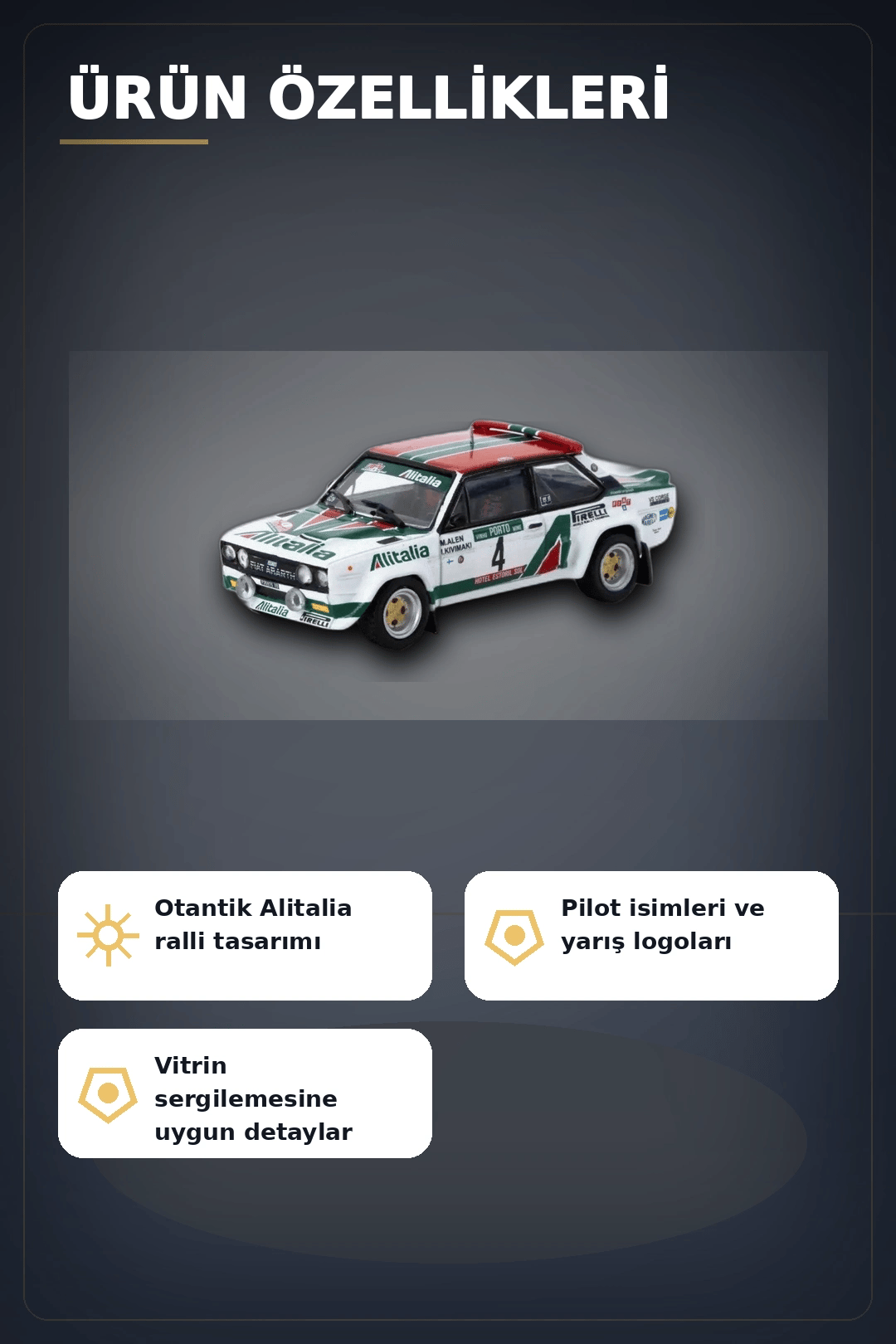 1978 Portekiz Rallisi Galibi 1/64 Fiat 131 Abarth Diecast Model Araba Koleksiyonluk BX-313350