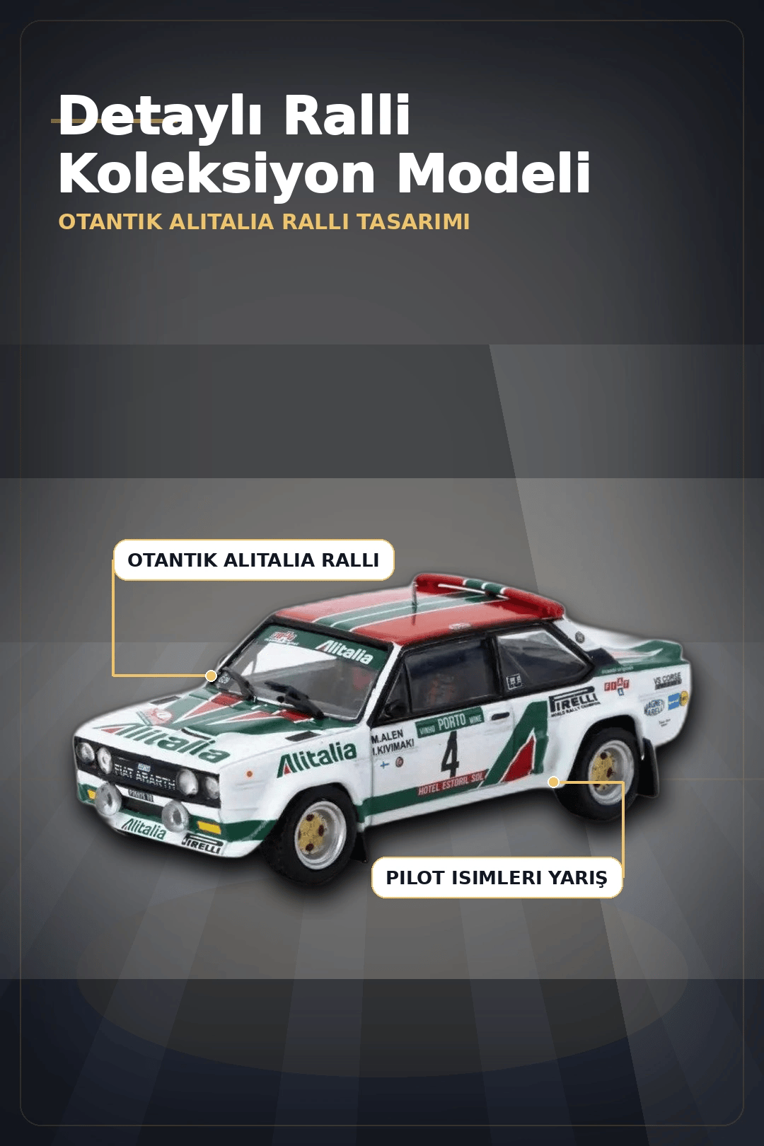 1978 Portekiz Rallisi Galibi 1/64 Fiat 131 Abarth Diecast Model Araba Koleksiyonluk BX-313350