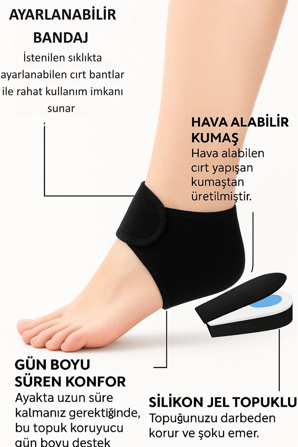 2 ADET Topuk Dikeni Silikon Tabanlı Ortopedik Çorap Ağrı Azaltıcı Çatlak Nasır Ayak Destek Çorapları