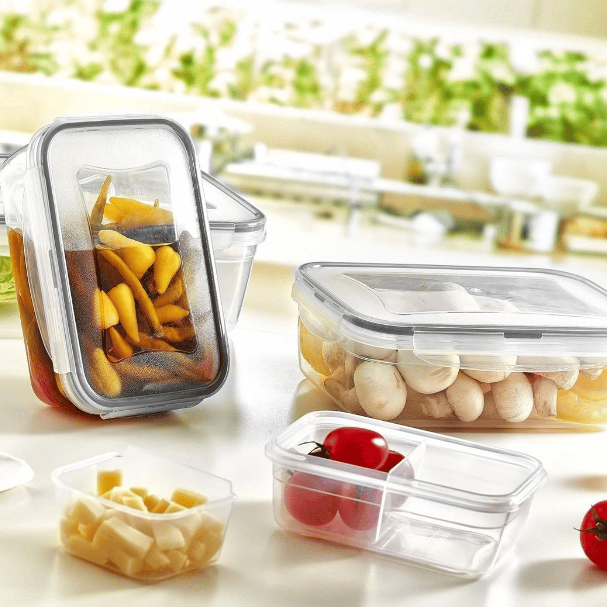 2 Bölmeli Sızdırmaz Contalı Kilitli Kapaklı 1 Litre Erzak Saklama Kabı -lc505 Bx40