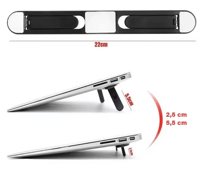 2 Kademeli Katlanabilir Ve Yapışkanlı Laptop Standı Siyah Bx40