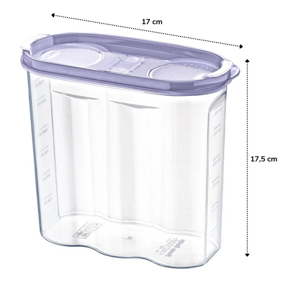 2 Kapaklı Ölçekli Erzak Kuru Gıda Saklama Kutusu Kabı - 1,7 Litre - Sa935 Bx40