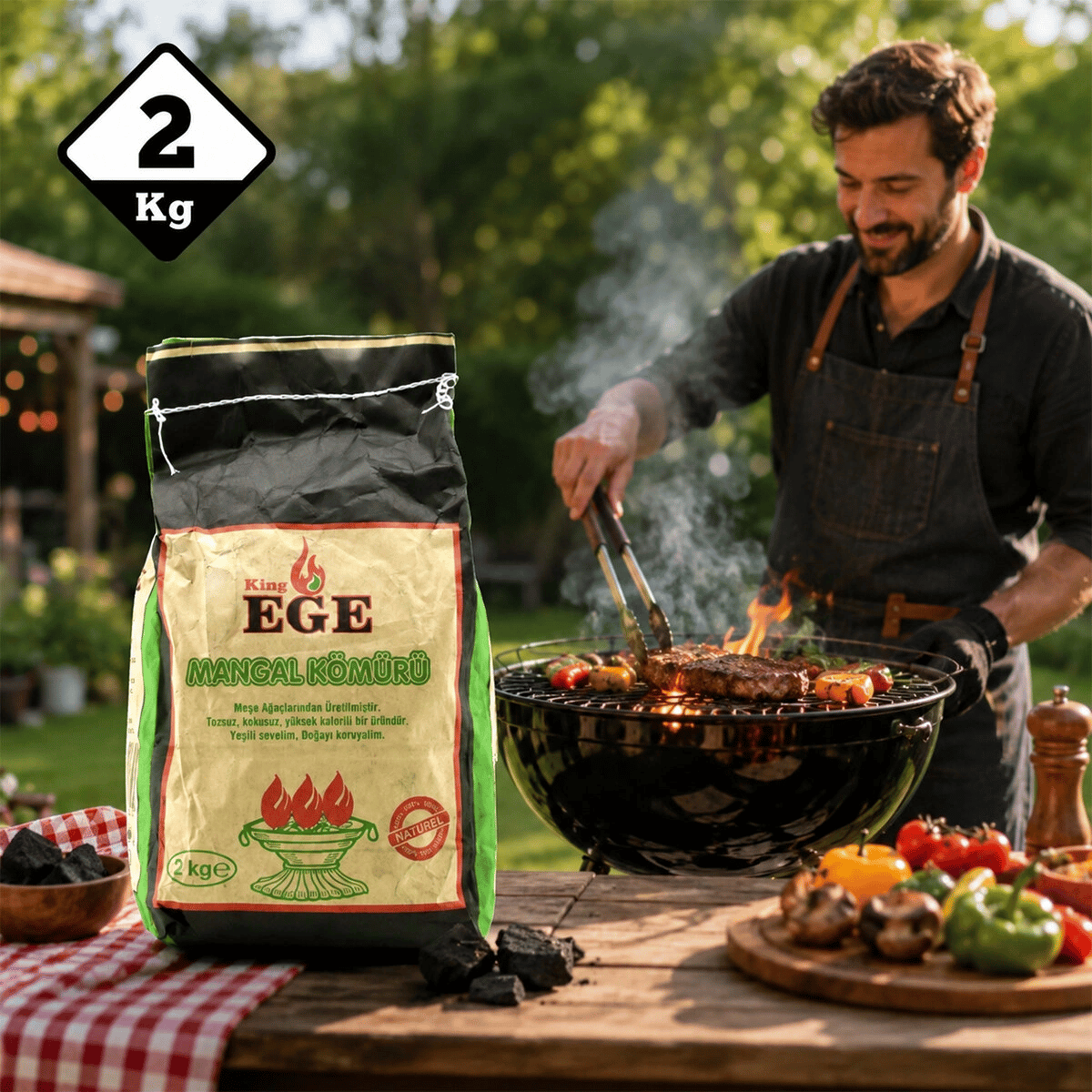2 kg Mangal Kömürü - Çıra Hediyeli - Meşe Kömürü