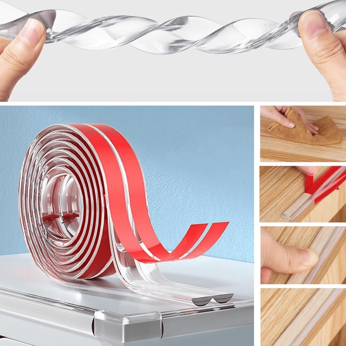 2 Metre Kenar Koruyucu Şerit, Silikon Şeffaf Masa Köşe Koruyucu Güçlü Bant Bx40