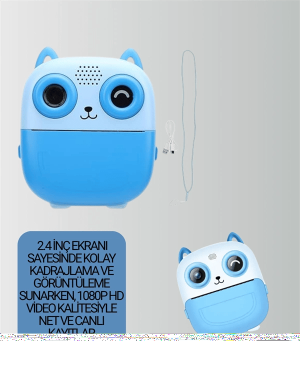 2.4” Ekranlı Mini Kamera – 1080p Kayıt + Mürekkepsiz Yazdırma