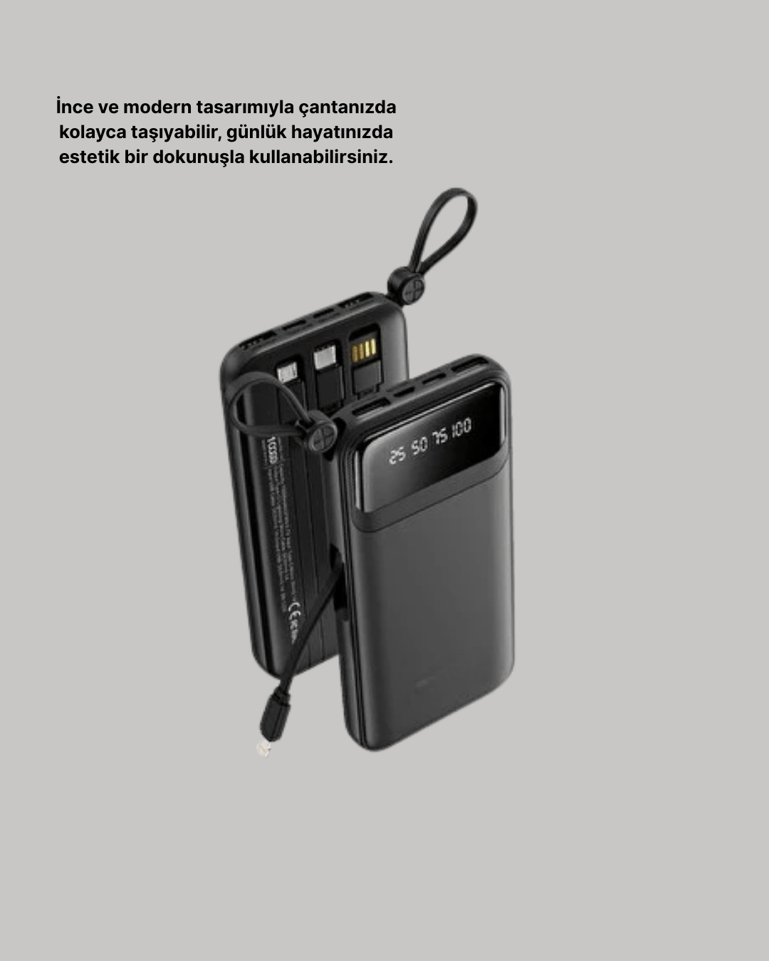 20.000 mAh 4 Çıkışlı LED Göstergeli Hızlı Şarj Powerbank
