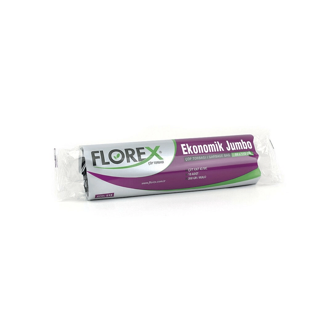 200 Adet Florex-513 Eko Jumbo 80x110cm Çöp Torbası 20x10=200 Bx40