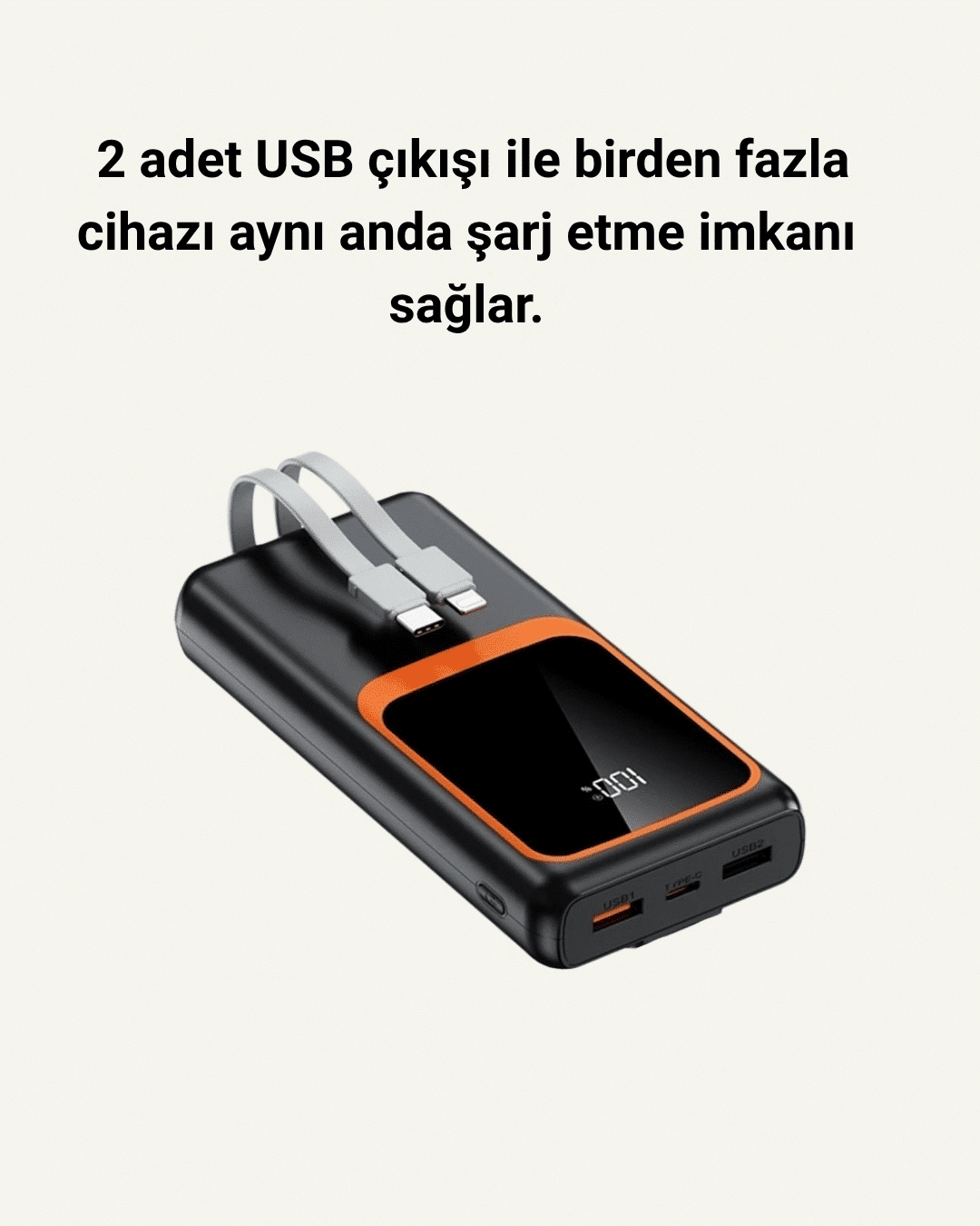 20000 mAh Taşınabilir Powerbank | Çok Kablolu, Hızlı Şarj Destekli (22.5W)