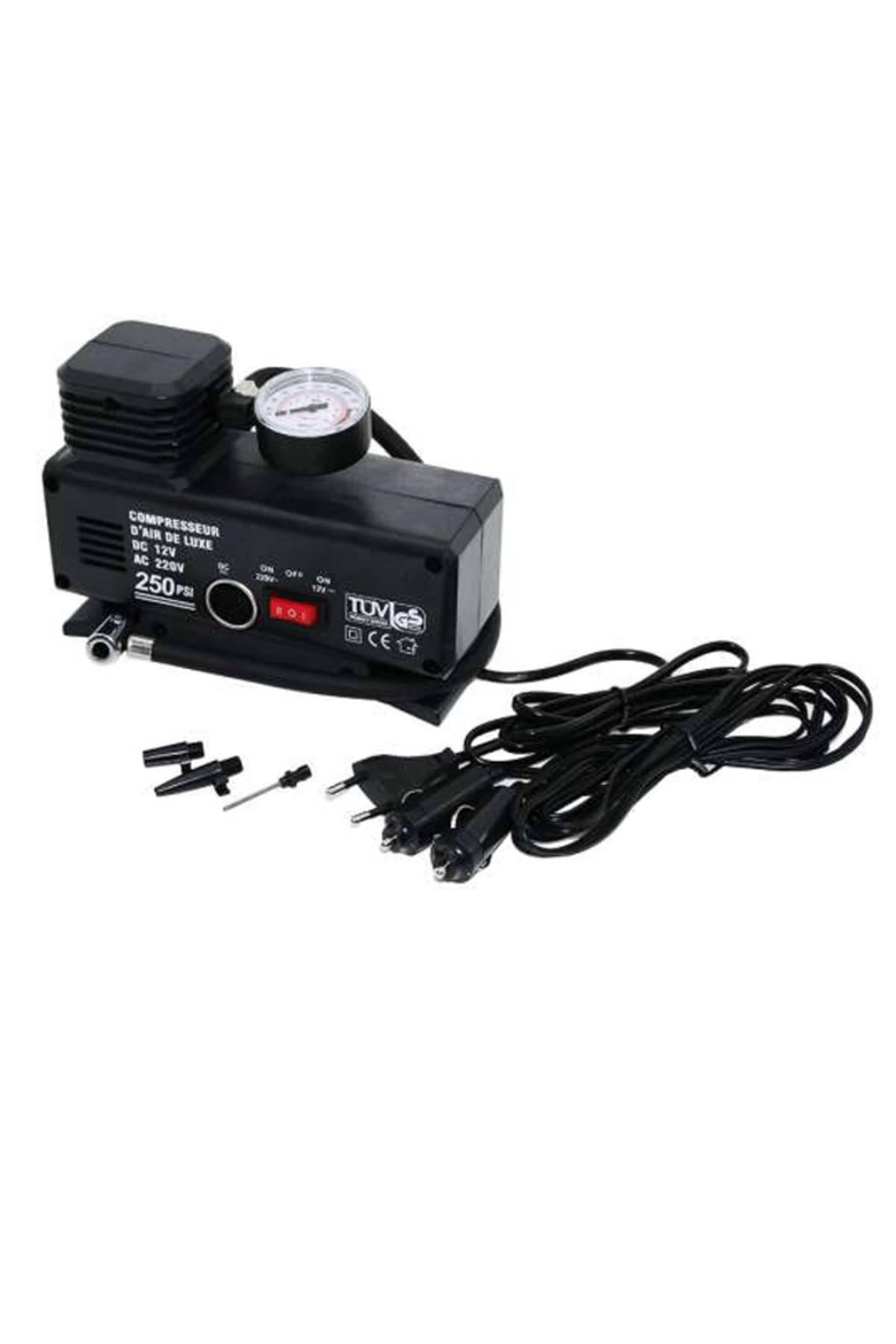 220 Volt-12 Volt 250 Psi Psi Kompresör Lastik Hava Şişirme Oto Pompası Fişli Çakmaklıklı
